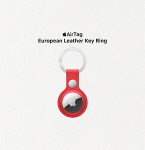 Apple AirTag Leather Key Ring (Crafted With Finest European Leather, MK103ZM/A, Red)