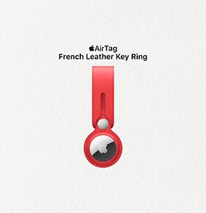 Apple AirTag Leather Loop,(Made With Specially Tanned French Leather, MK0V3ZM/A, Red)